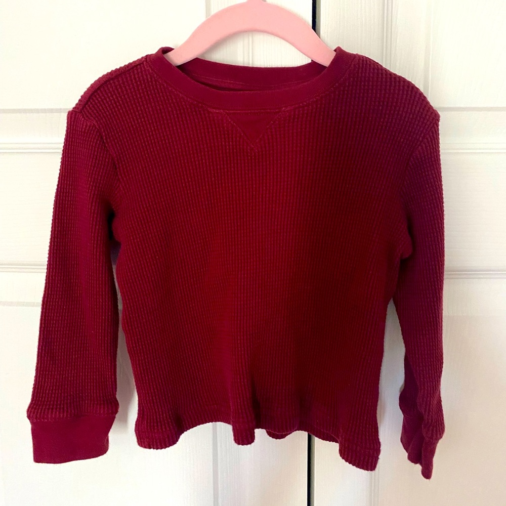 Janie and Jack waffle knit crew neck long sleeve shirt